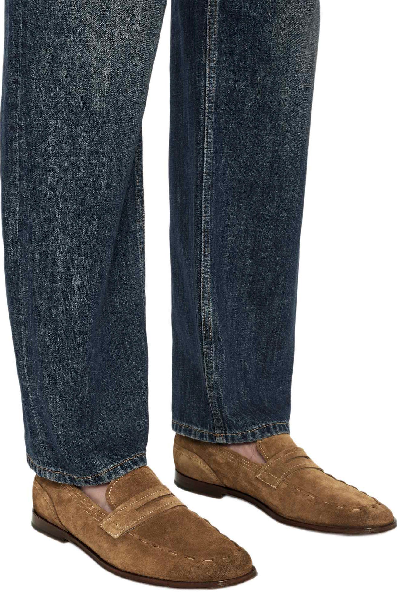 Jules Stitch Leather Loafer, Alternate, color, KAROO BROWN