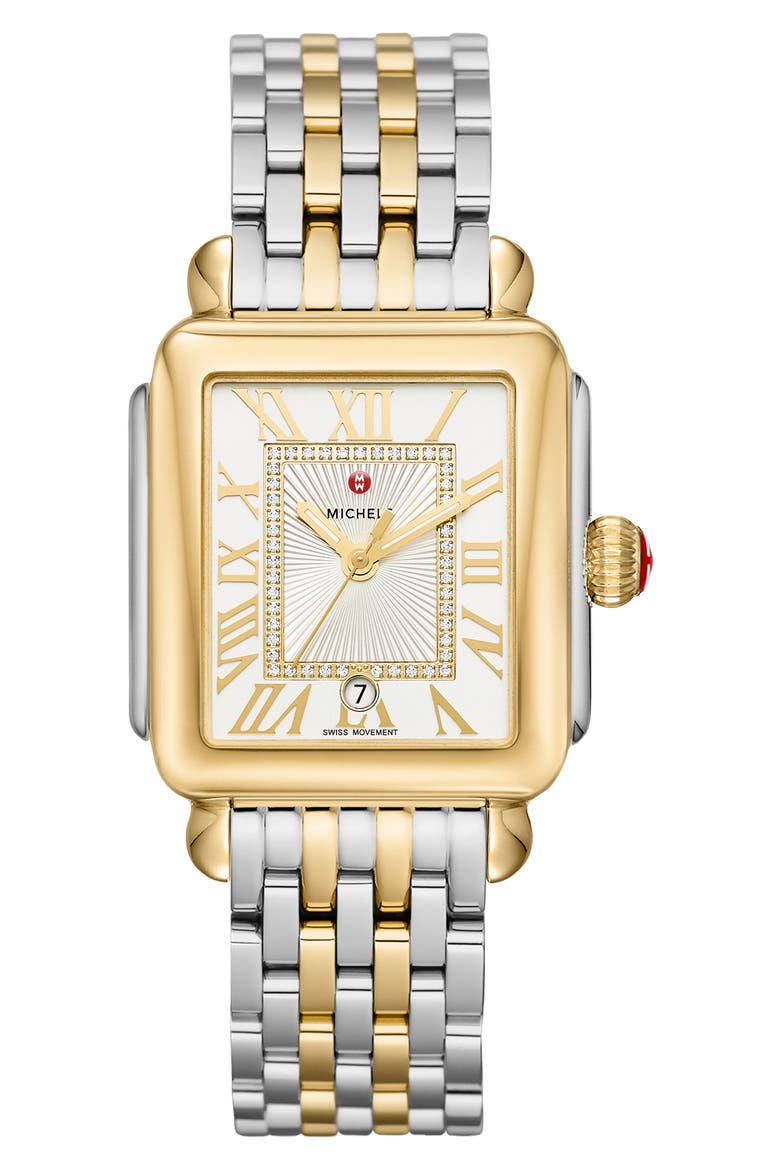 Deco Madison Diamond Dial Bracelet Watch, 33mm, Main, color, GOLD/ SILVER