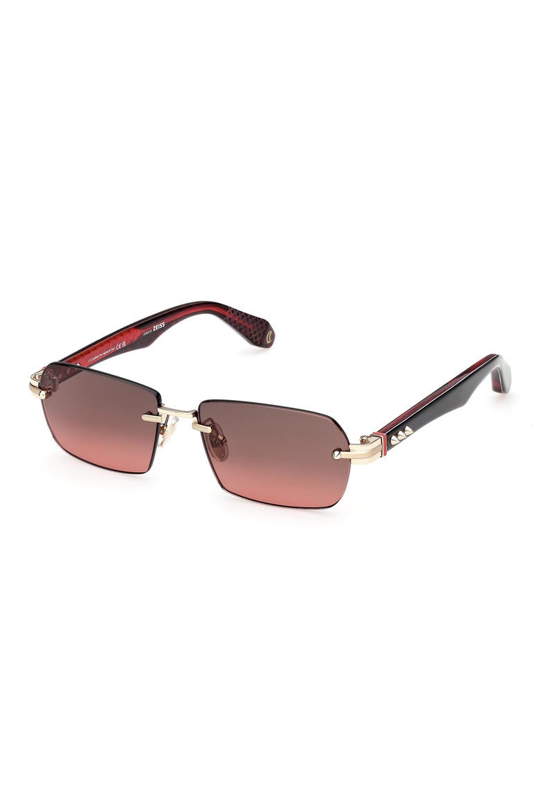 56mm Rectangular Sunglasses, Alternate, color, GOLD/ BLACK/ RED/ SMOKE