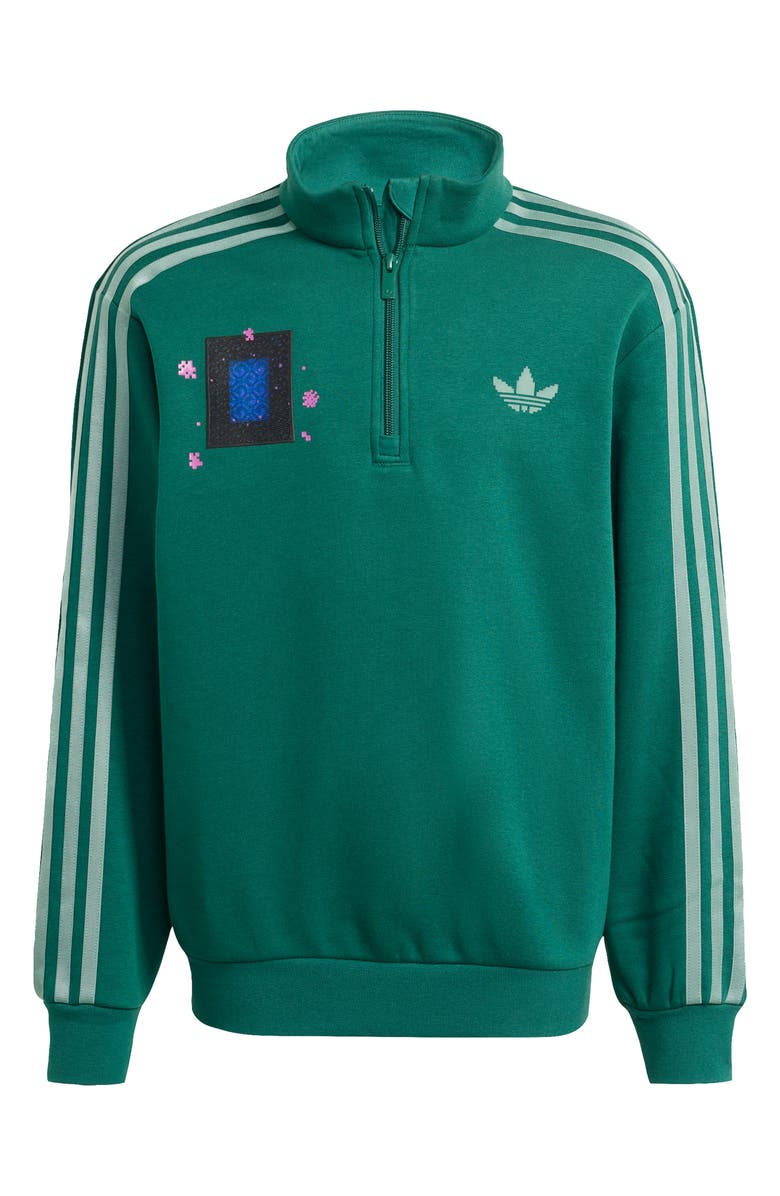 adidas Originals Kids' Minecraft Half Zip Sweatshirt, Main, color, Collegiate Green