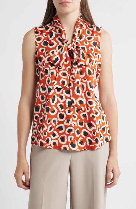 Bow Neck Sleeveless Satin Top