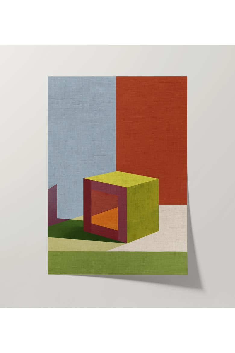 Form and Structure No. 01 Geometric Abstract Art Print, Alternate, color, Natural Oak Frame - 12x16