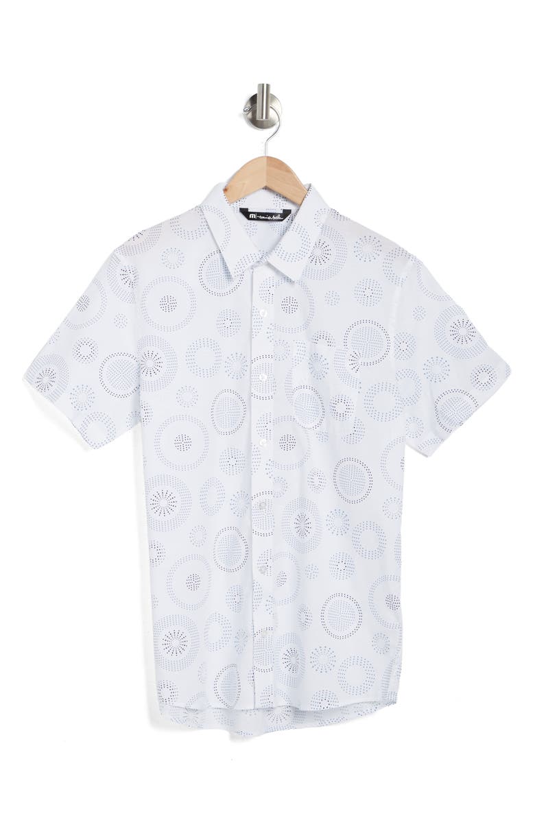 TravisMathew Shady Canyon Circle Print Short Sleeve Button-Up Shirt, Alternate, color,