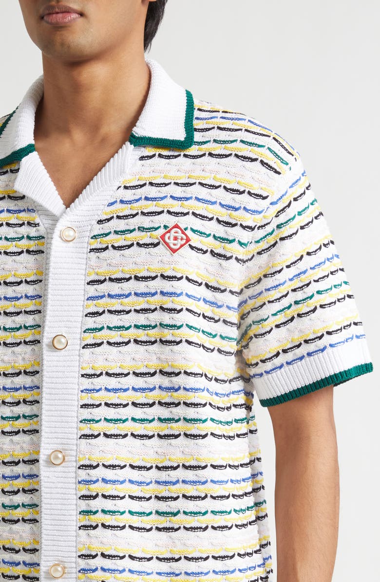 Casablanca Cotton Tuck Stitch Button-Up Sweater, Alternate, color, Multi