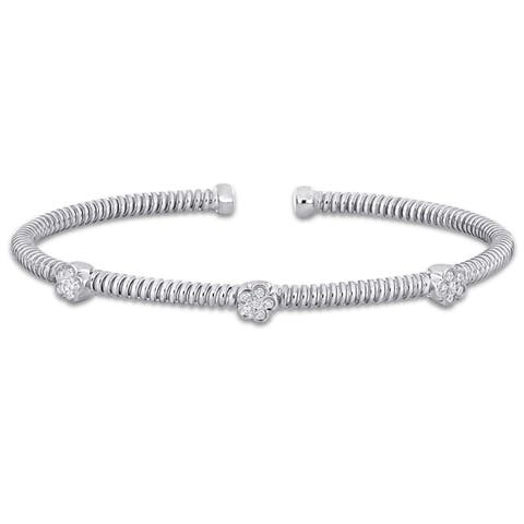 Cubic Zirconia Twist Station Bangle