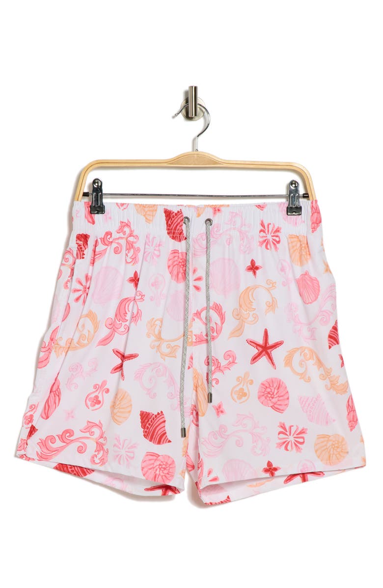 Vintage Summer 4-Way Stretch Volley Swim Trunks, Alternate, color, White