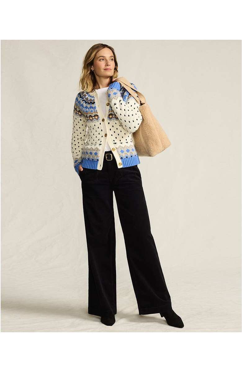 Lands' End Corduroy High Rise Wide Leg Top Stitch Trousers, Alternate, color, Black