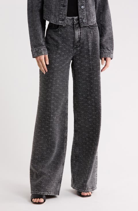 Good Skate Crystal Wide Leg Jeans