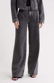 Good American Good Skate Crystal Wide Leg Jeans