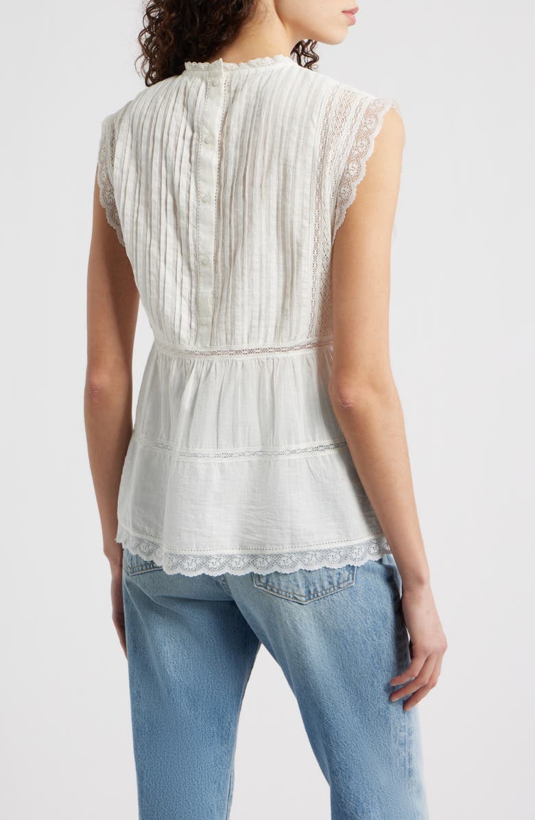 THE GREAT. The Sonnet Lace Inset Top, Alternate, color, True White