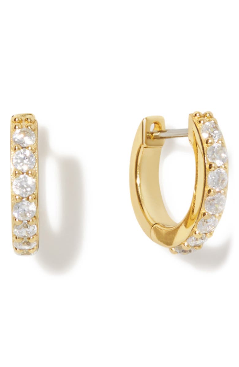 Ana Luisa Suzanne Medium Cubic Zirconia Huggie Hoop Earrings, Main, color, Yellow Gold/ Clear