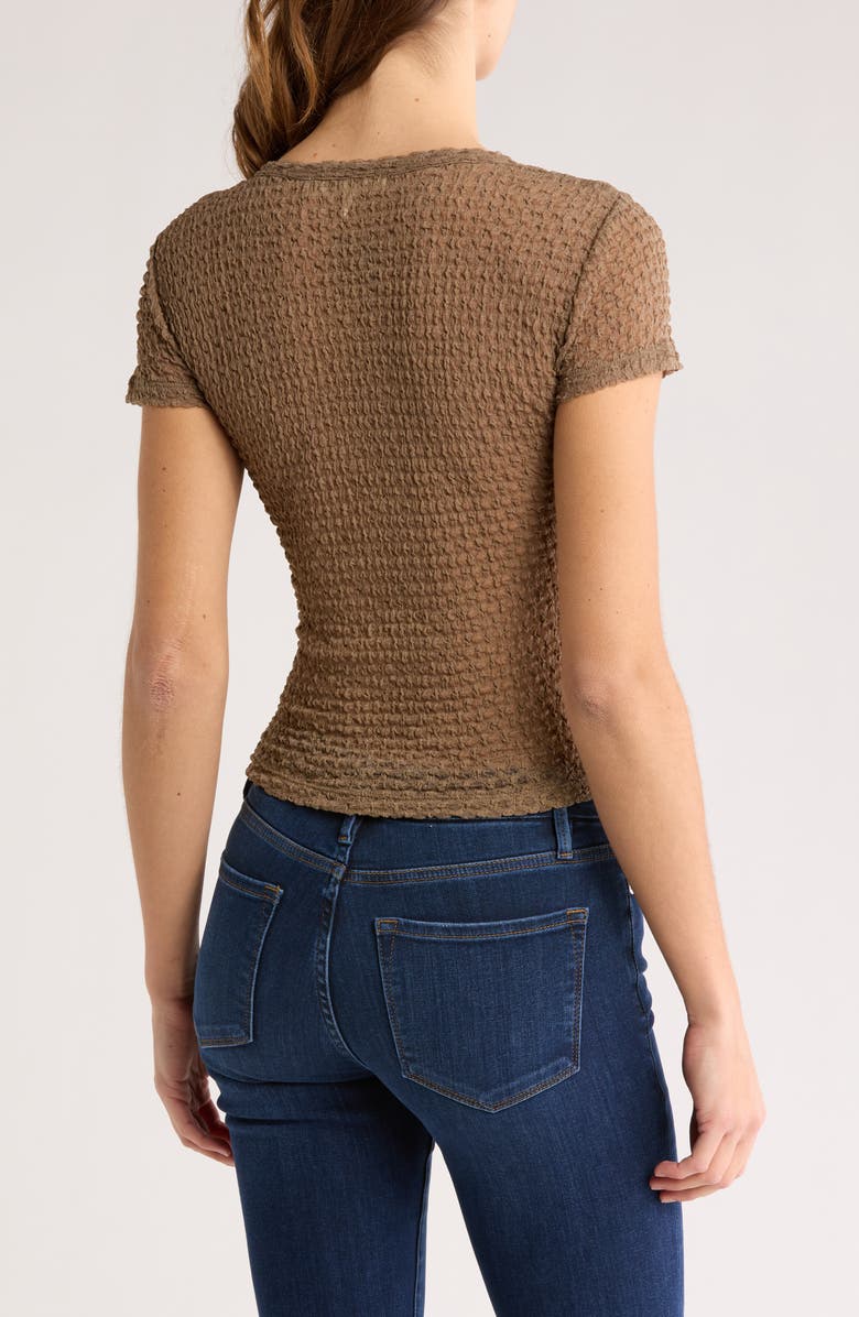 FRAME Textured Semisheer Mesh T-Shirt, Alternate, color, Cypress