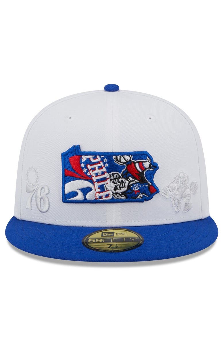 New Era Men's New Era White/Royal Philadelphia 76ers State Pride 59FIFTY Fitted Hat, Alternate, color,