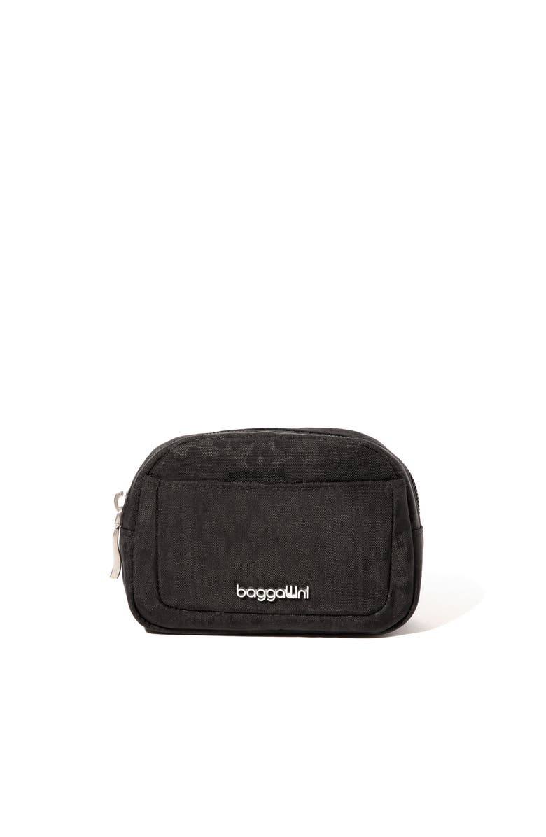 BAGGALLINI Mini Pocket Cosmetic Bag, Main, color, Black Cheetah Emboss