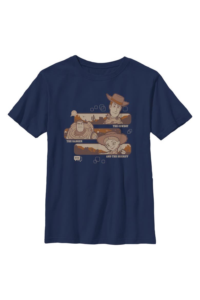 Boy's Toy Story 5 Cowboy Ranger And Sheriff  Graphic T-Shirt, Main, color, Navy Blue
