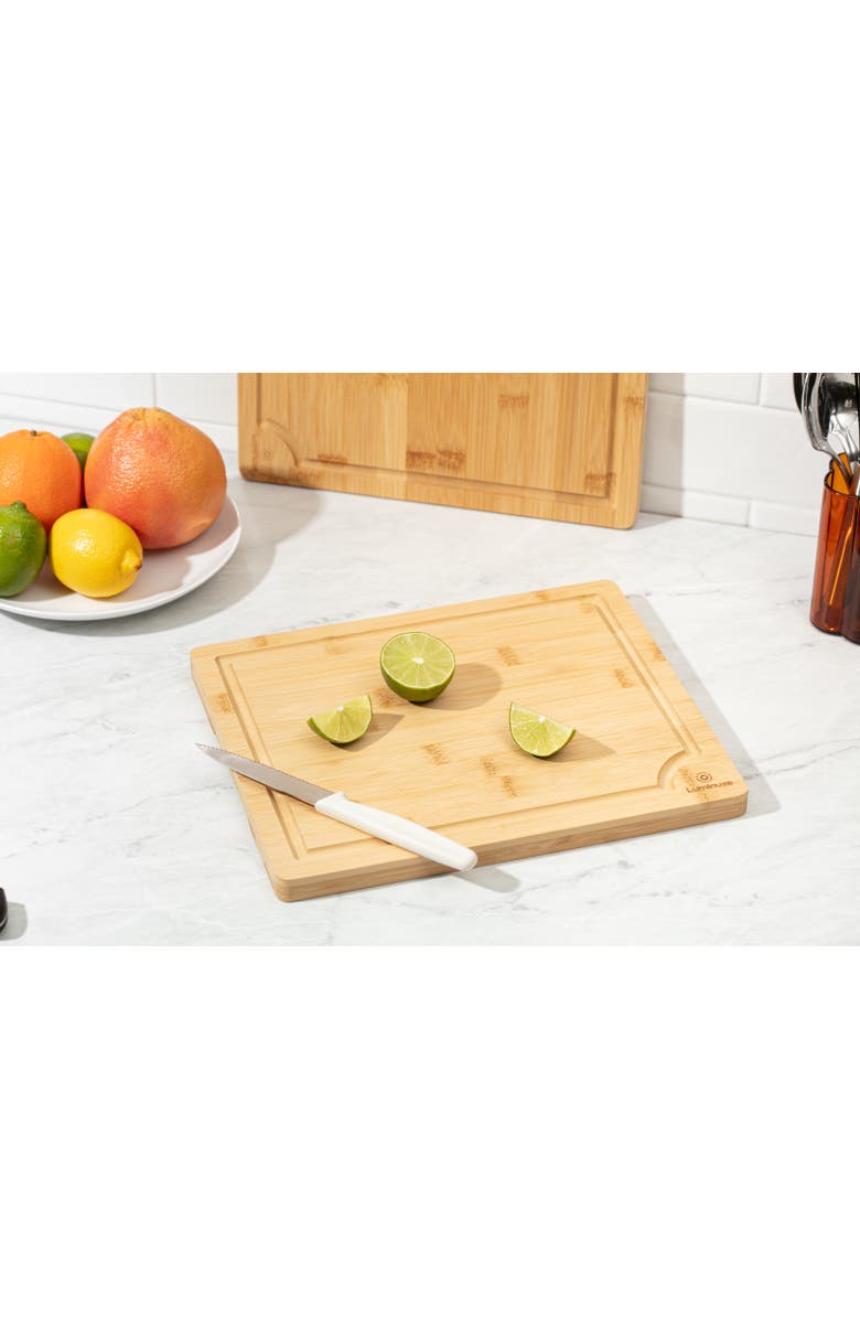Luminuxe Wooden Cutting Board Set 3 Piece Heavy Duty Nonslip with Juice Groove, Alternate, color, Natural