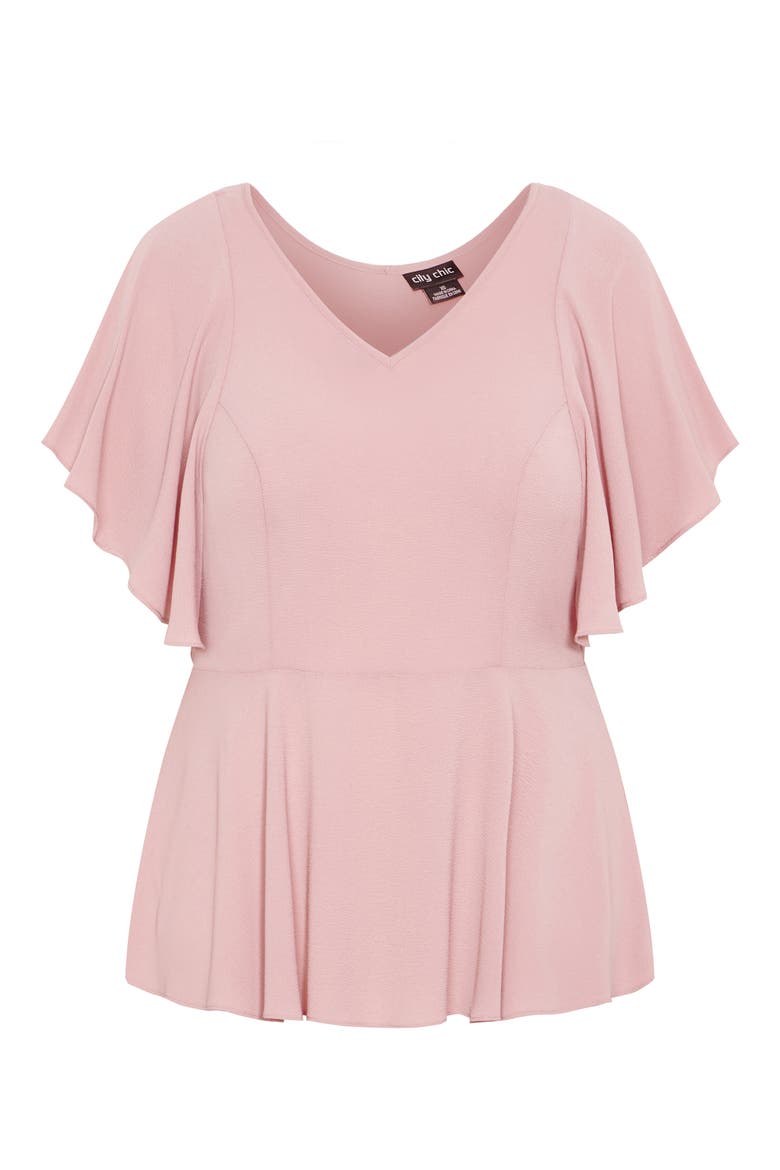 Romantic Mood Flutter Sleeve Top, Alternate, color, PINK