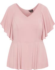 City Chic Romantic Mood Flutter Sleeve Top