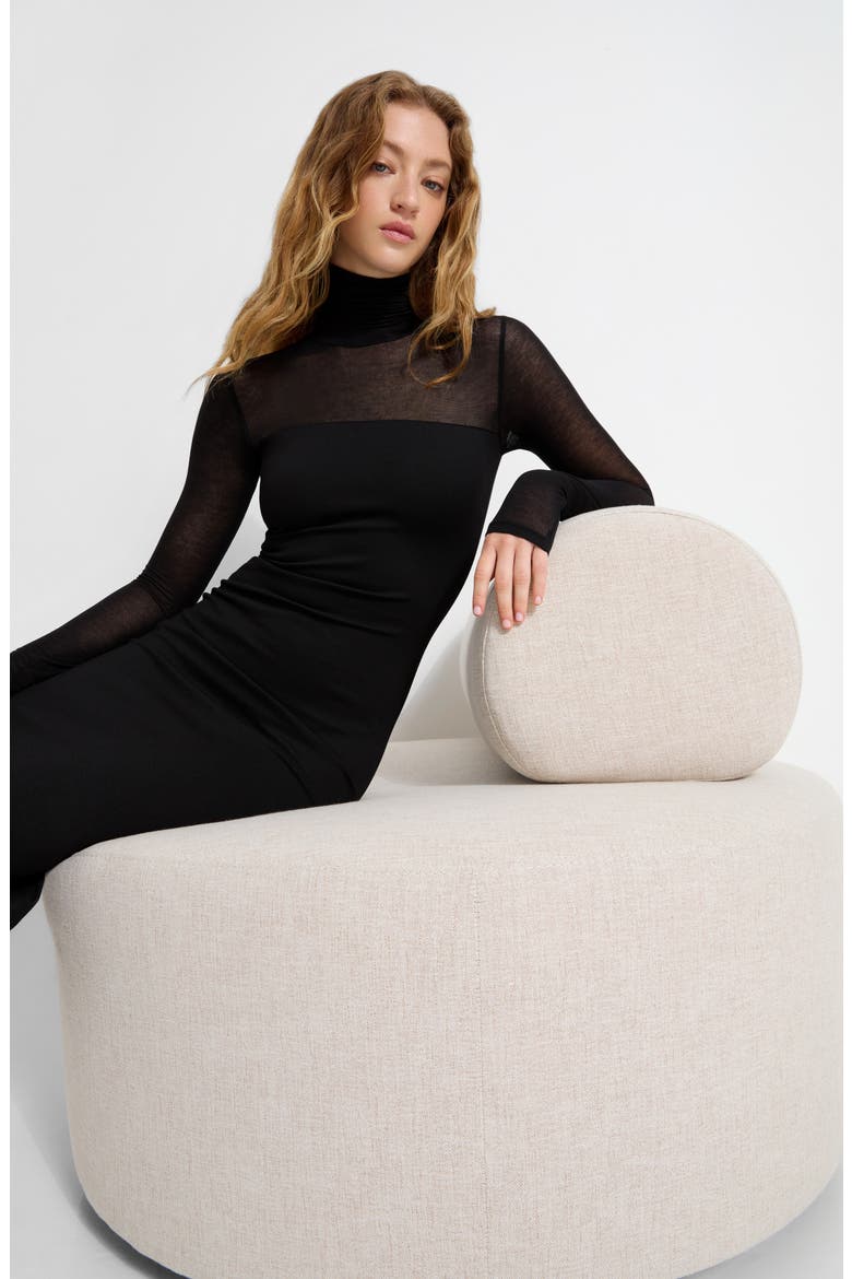 Marina Turtleneck Body-Con Midi Dress, Alternate, color, BLACK