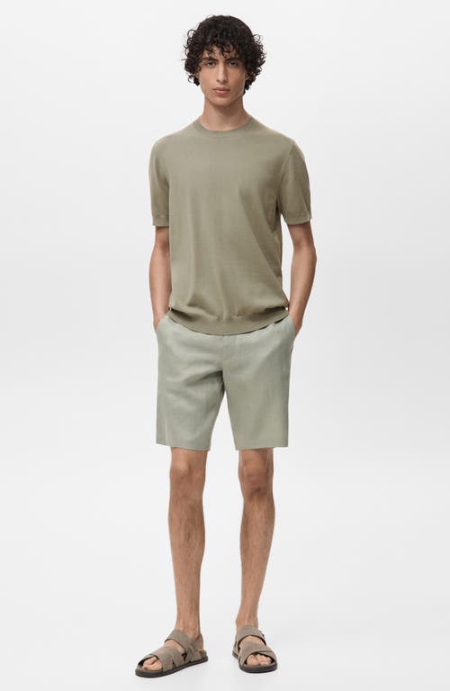 Mango Regular Fit Cotton Crewneck T-shirt In Green