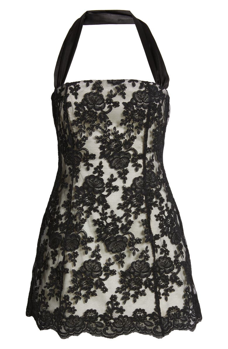 Delfi Collective Isabella Lace Halter Minidress, Alternate, color, Black