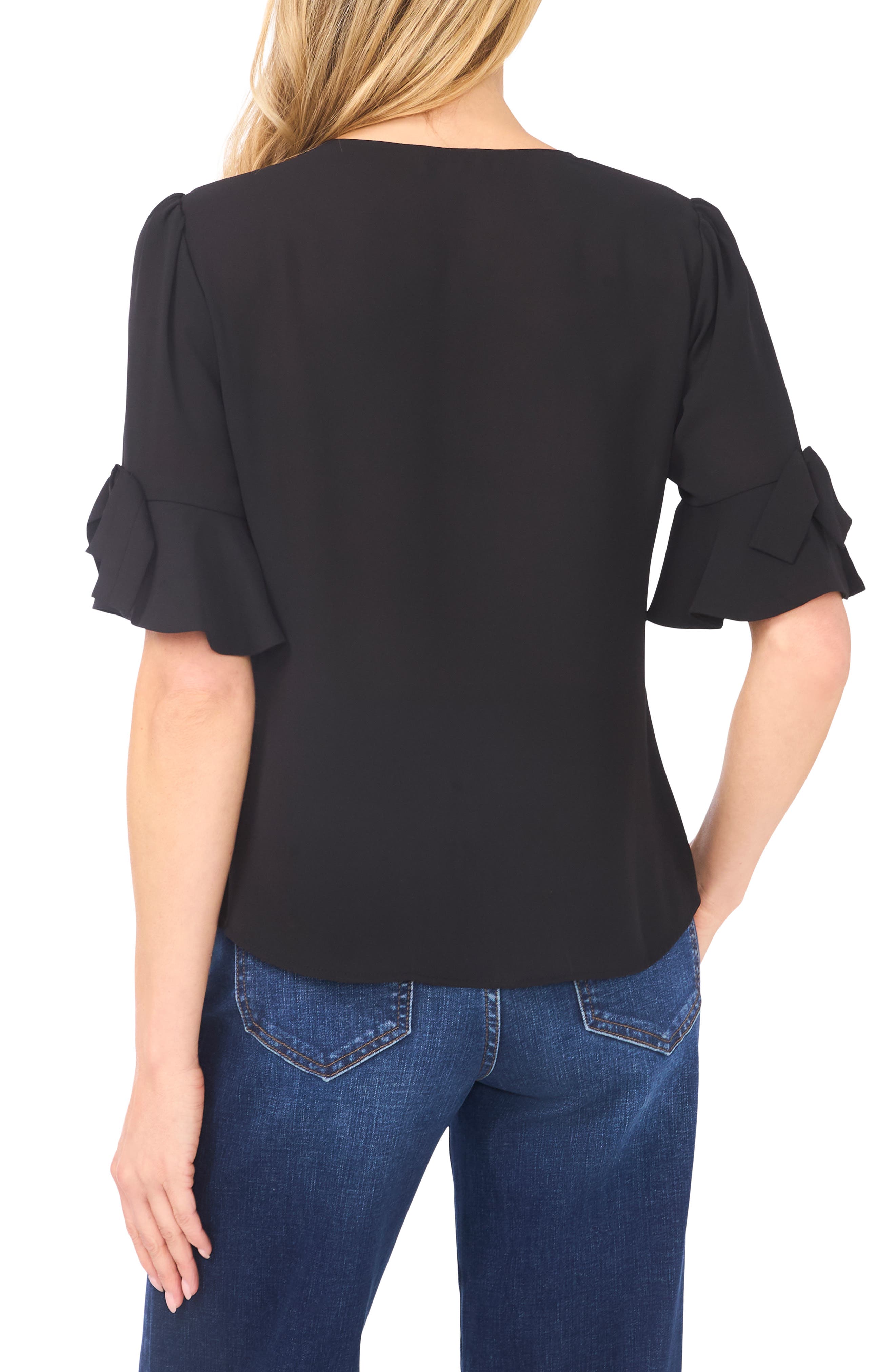 Bow Sleeve Button-Up Top - image 2