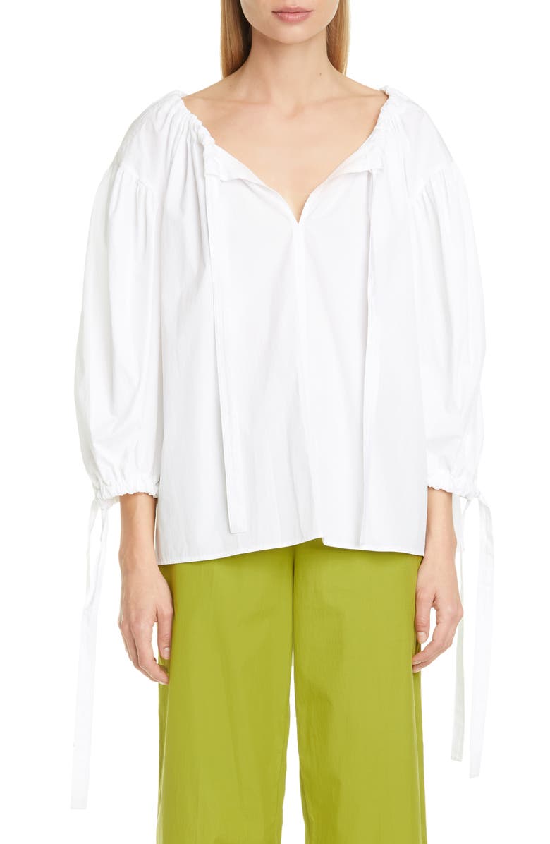 Mansur Gavriel Romantic Cotton Top, Main, color, 