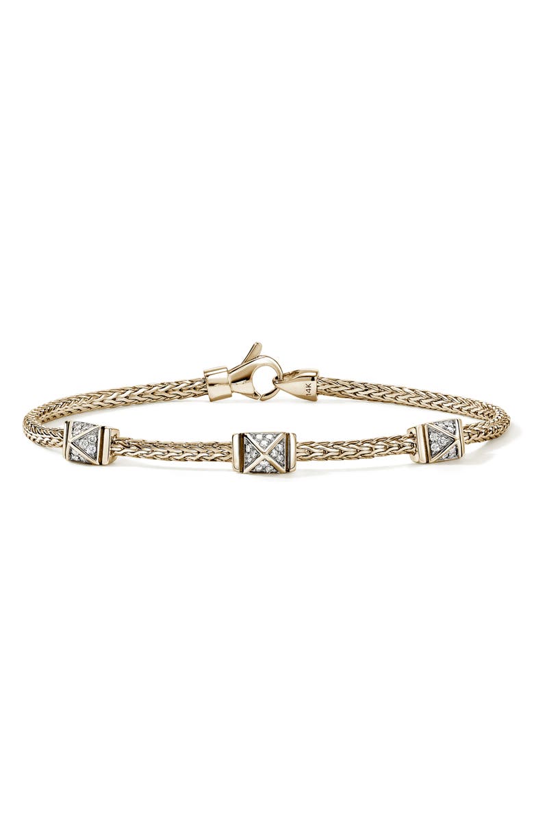 John Hardy Icon Stud Pavé Diamond Bracelet, Main, color, Gold