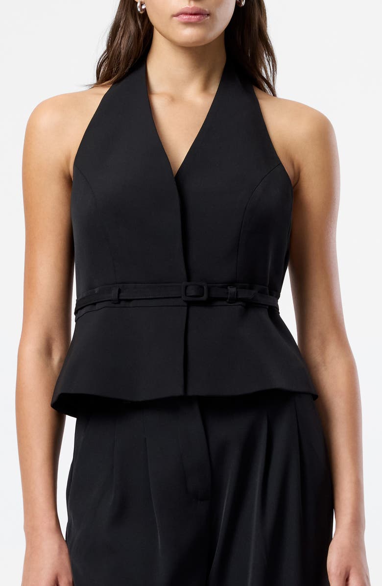 French Connection Harry Belted Suiting Halter Top, Main, color, Black