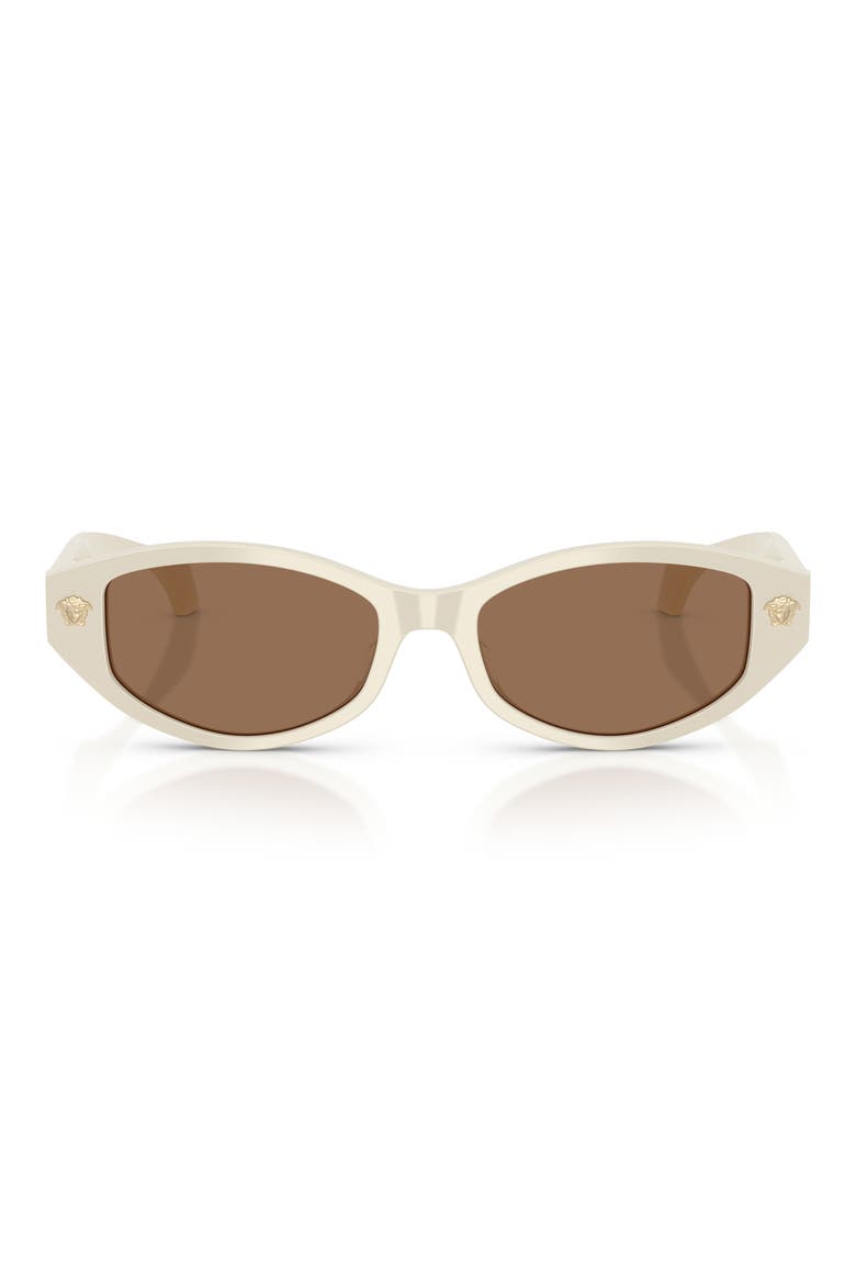 54mm Cat Eye Sunglasses, Main, color, WHITE TALC / DARK BROWN