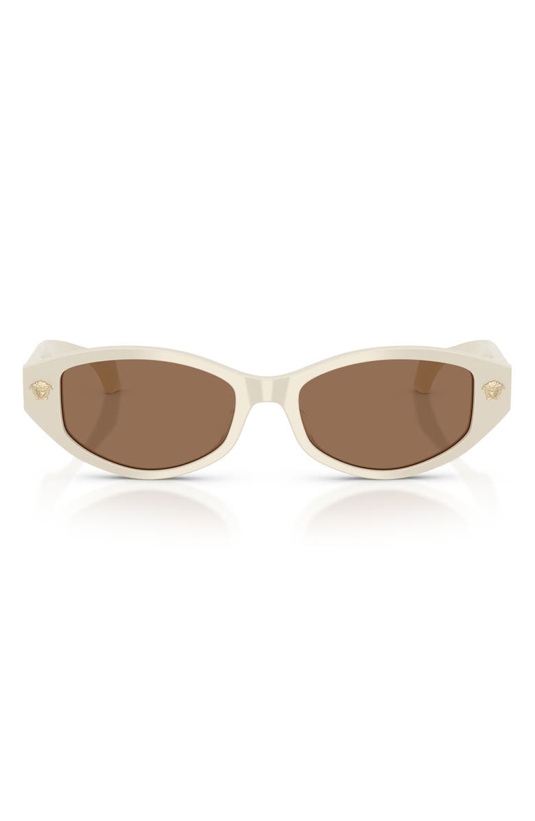 Versace 54mm Cat Eye Sunglasses, Main, color, White Talc / Dark Brown