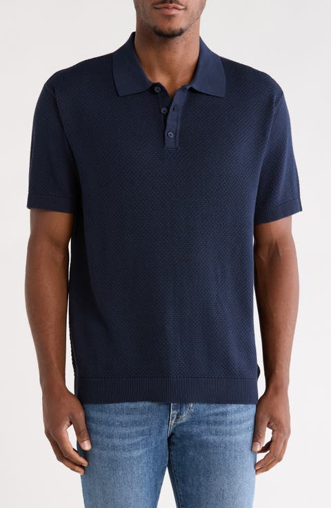 Textured Knit Cotton Polo