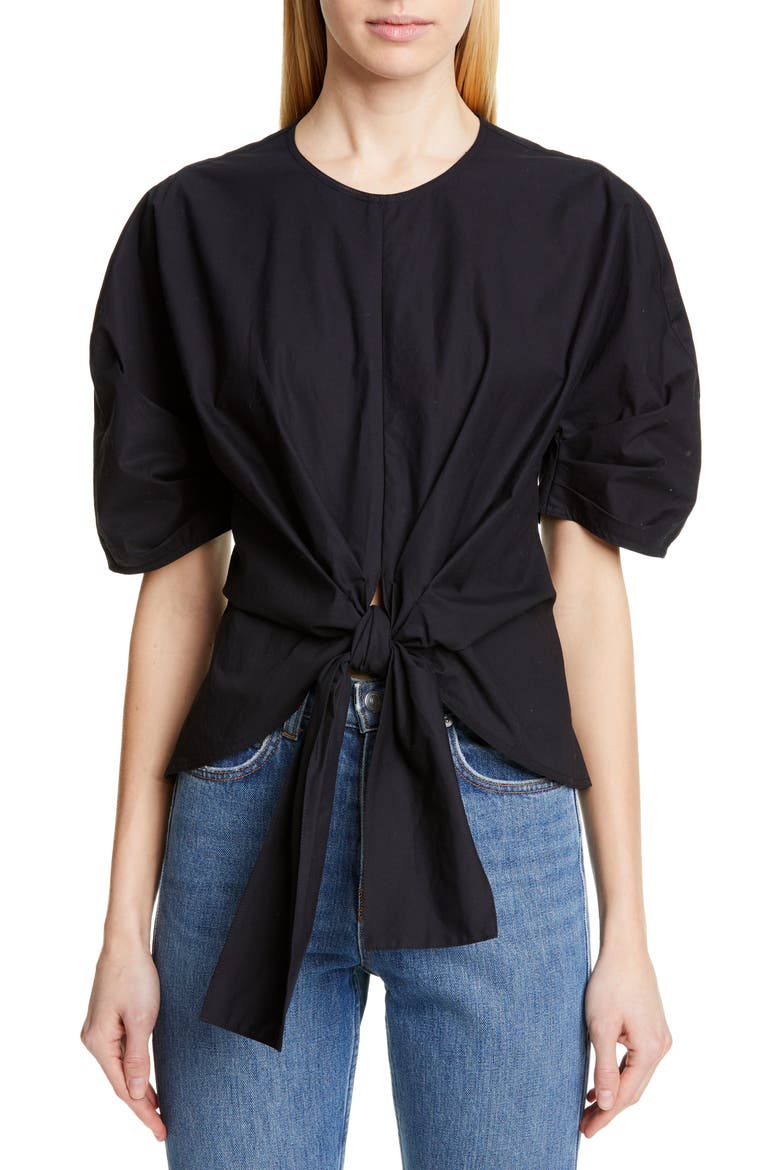 Tie Front Top, Main, color, BLACK