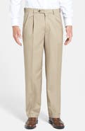 Berle Self Sizer Waist Pleated Lightweight Plain Weave Classic Fit Trousers