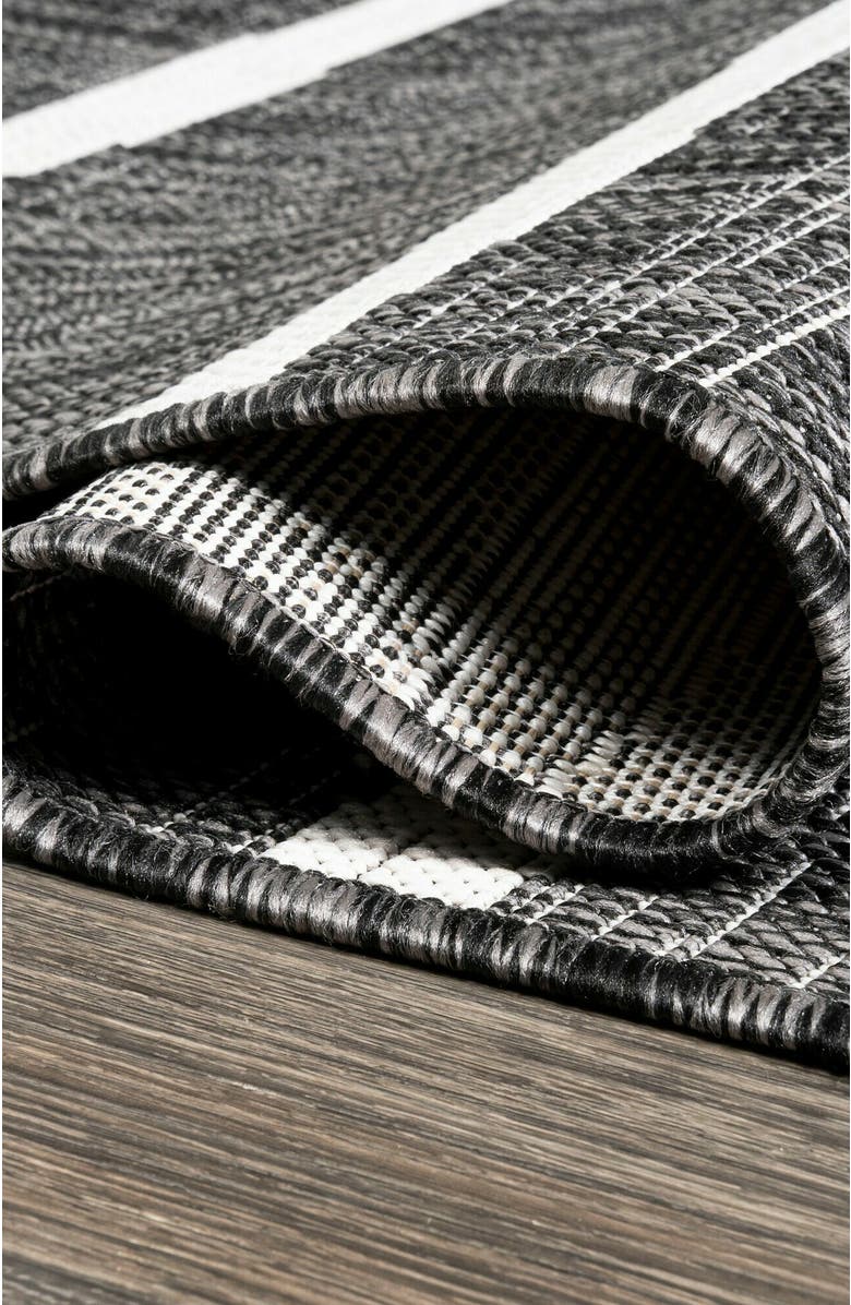 JONATHAN Y Colonia Berber Stripe Indoor/Outdoor Area Rug, Alternate, color, Black/Ivory