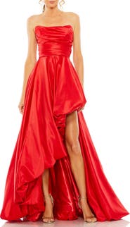 Mac Duggal Asymmetrical High Low Strapless Ruched Gown