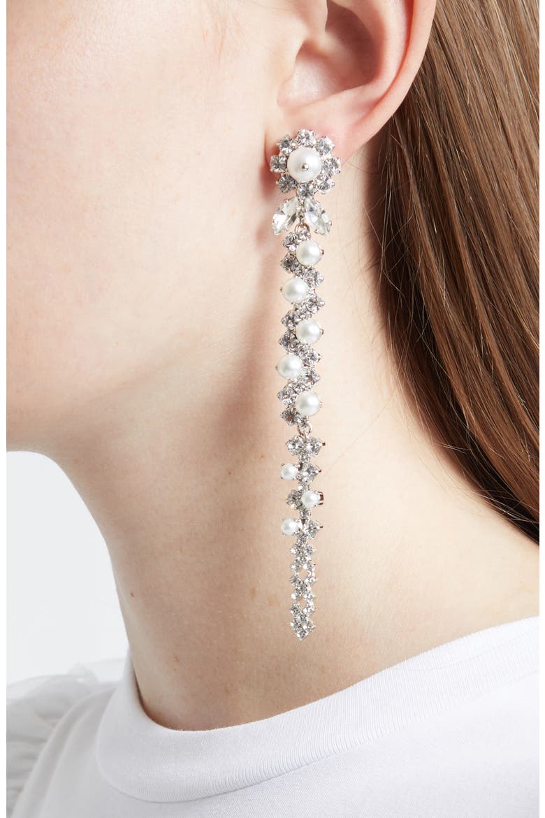 Drip Drop Earrings, Alternate, color, CRYSTAL/ PEARL