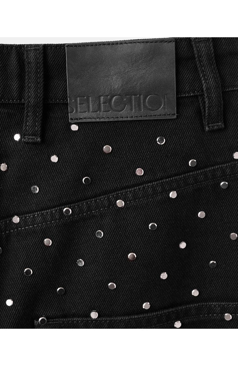 MANGO x Kaia Gerber Rhinestone Wide Leg Jeans, Alternate, color, 