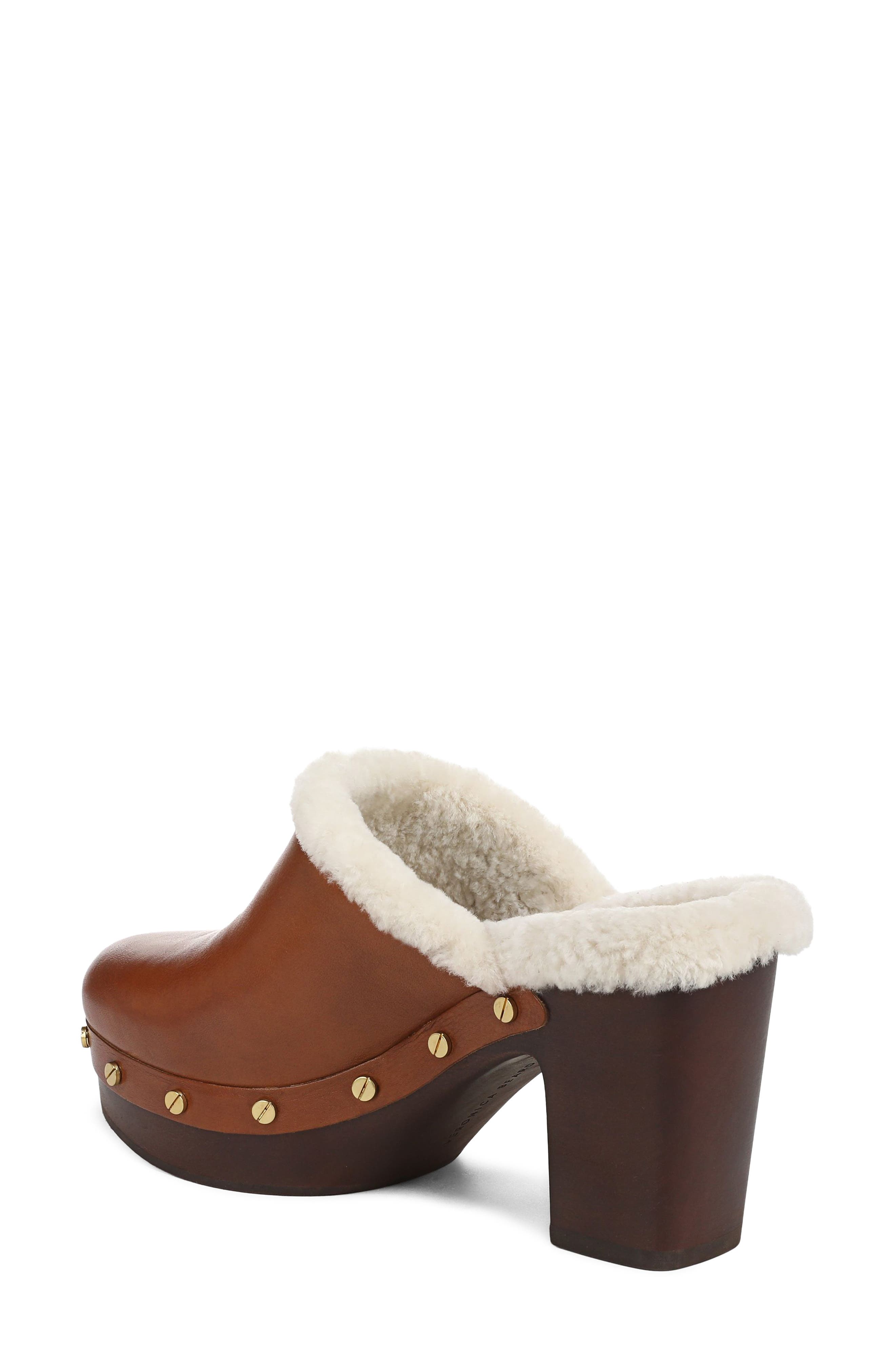 Larken Leather Clog with Genuine Shearling Trim, Alternate, color, HAZELWOOD LEATHER