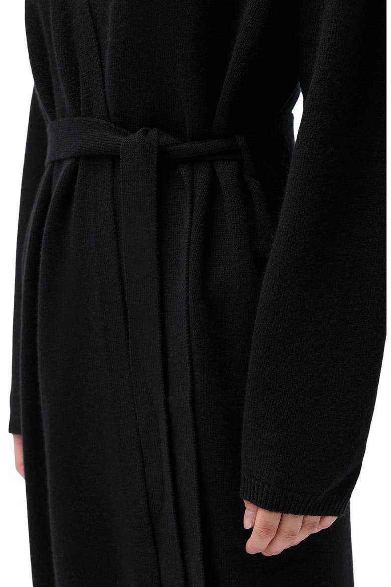 Long Maternity Cashmere Robe, Alternate, color, black