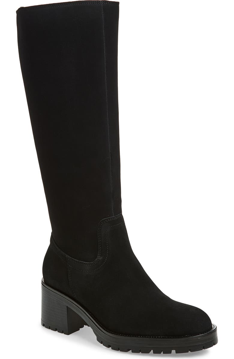 La Canadienne Wind Tall leather Boot, Main, color, Black Suede