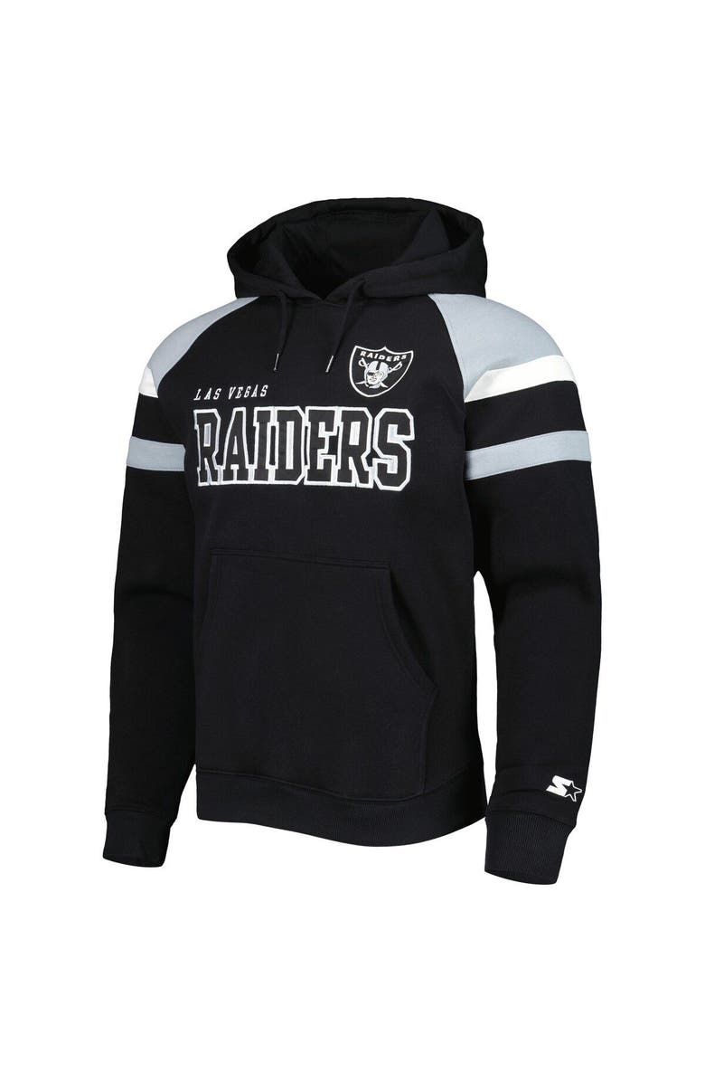 STARTER Men's Starter Black Las Vegas Raiders Draft Fleece Raglan Pullover Hoodie, Alternate, color, Black