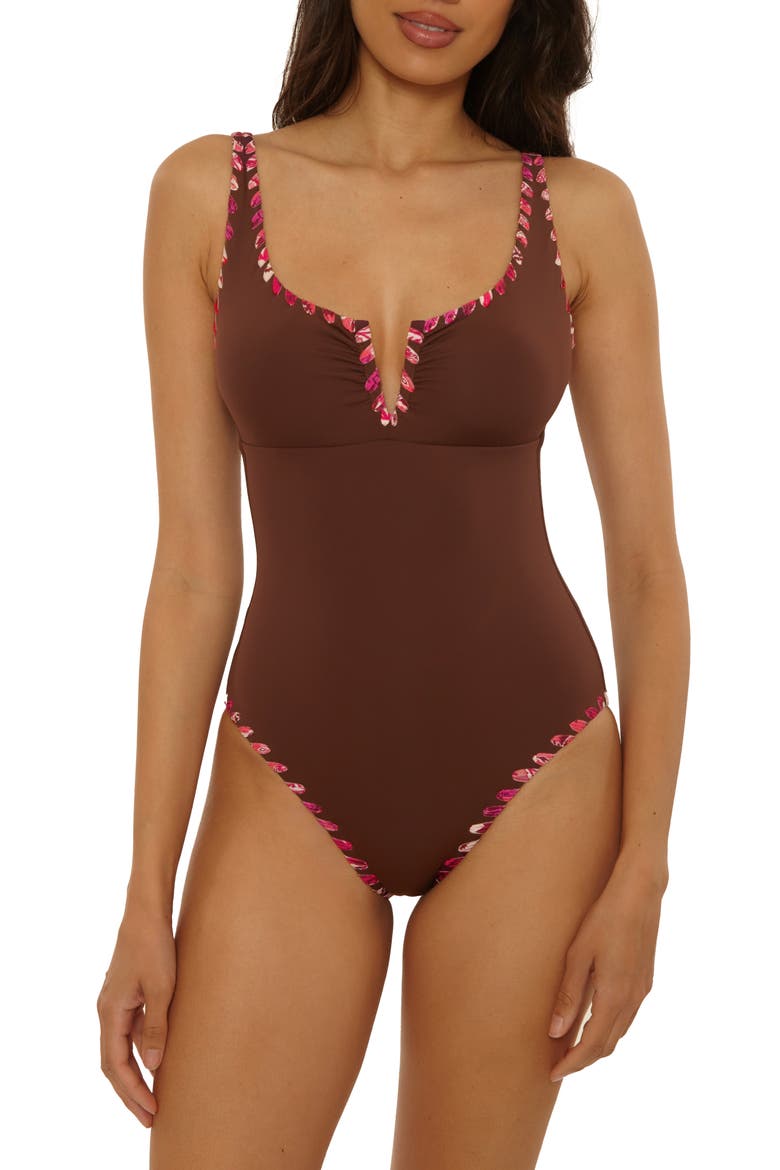 On the Edge One-Piece Swimsuit, Main, color, MOCHA