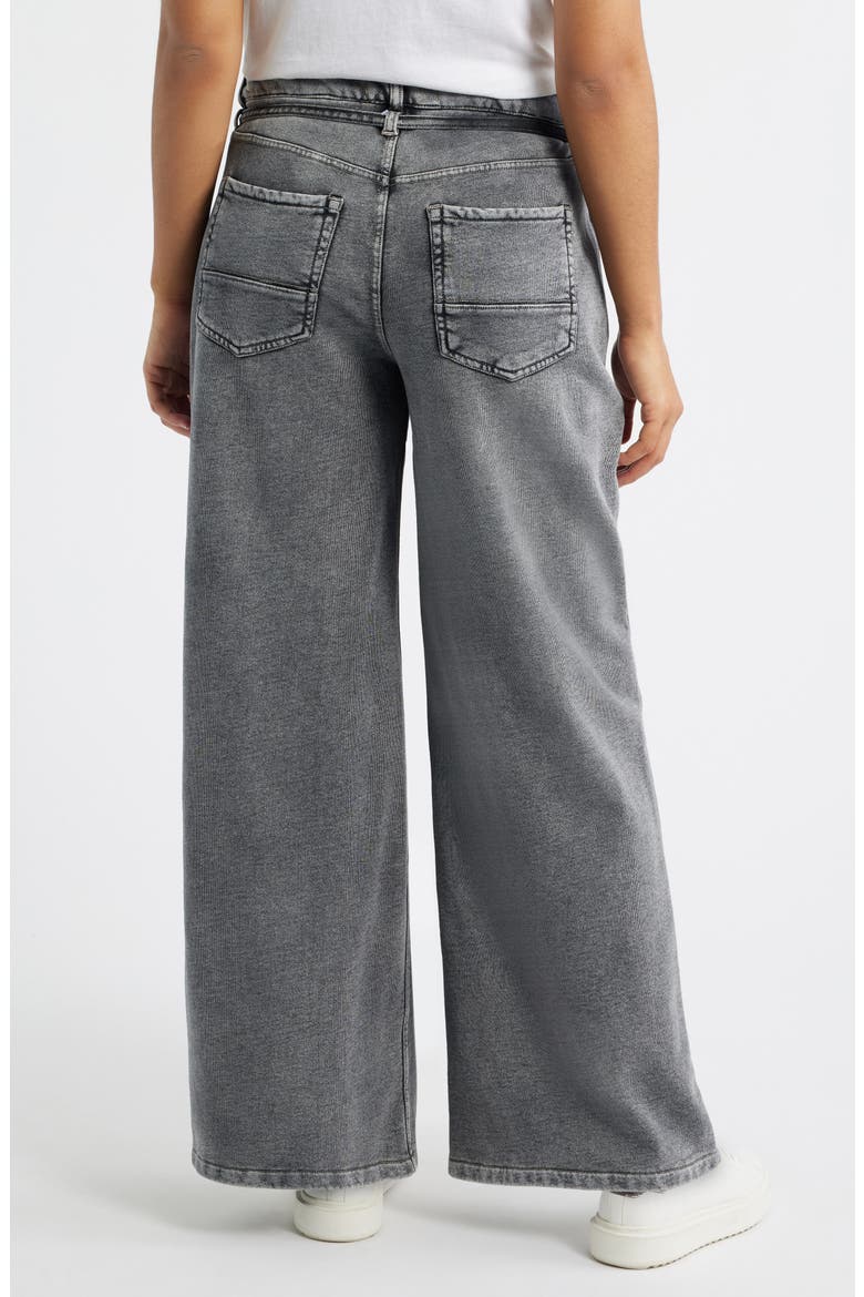 Wide Leg Drawstring Waist Knit Jeans, Alternate, color, WASHED BLACK