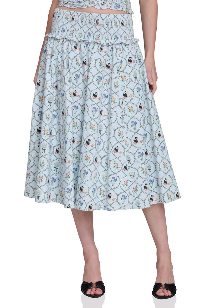 Smocked Circle Skirt, Main, color, BLUE SWAN