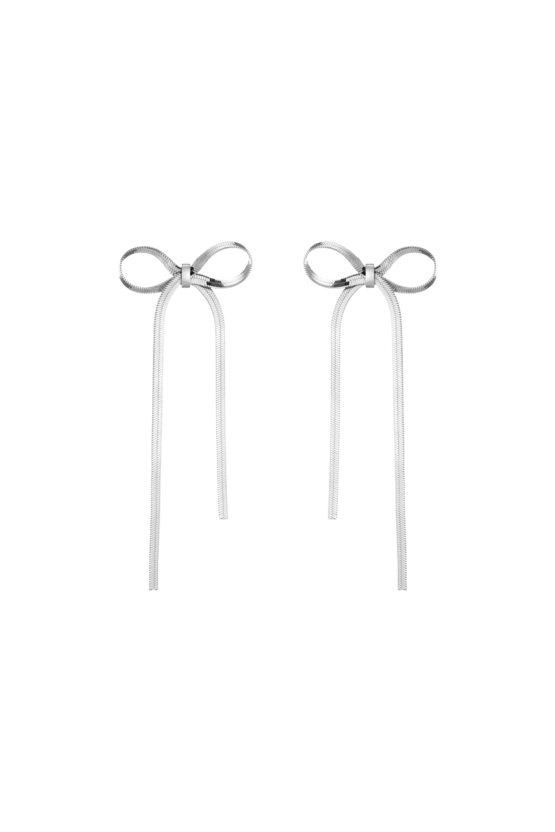 Herringbone Bow Earrings, Main, color, White Vermeil