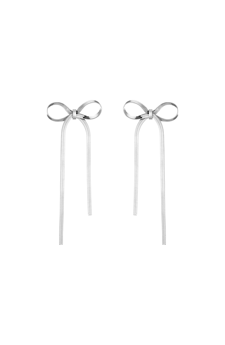 Aurate New York Herringbone Bow Earrings, Main, color, White Vermeil