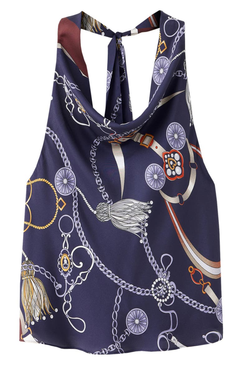 Print Halter Top, Alternate, color, NAVY