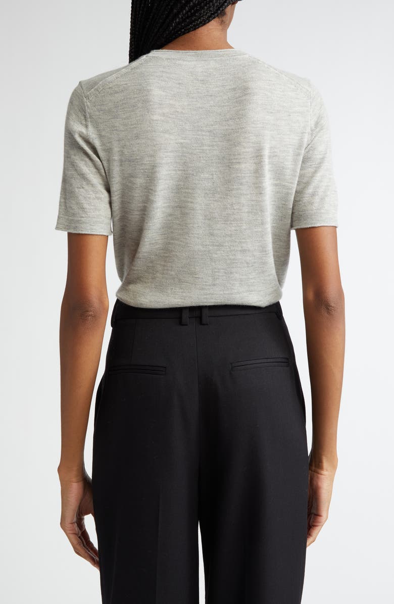 Lafayette 148 New York Short Sleeve Cashmere Crewneck Sweater, Alternate, color, Grey Heather