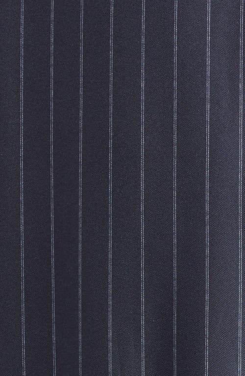Max Mara Sabbia Pinstripe Long Sleeve Silk Twill Dress In Blue